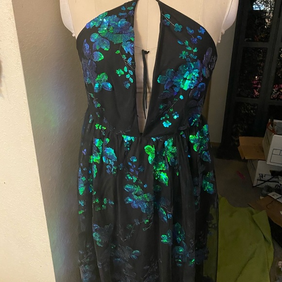 Floor length southern fried chics formal gown size Xl peacock blue green - Picture 8 of 11